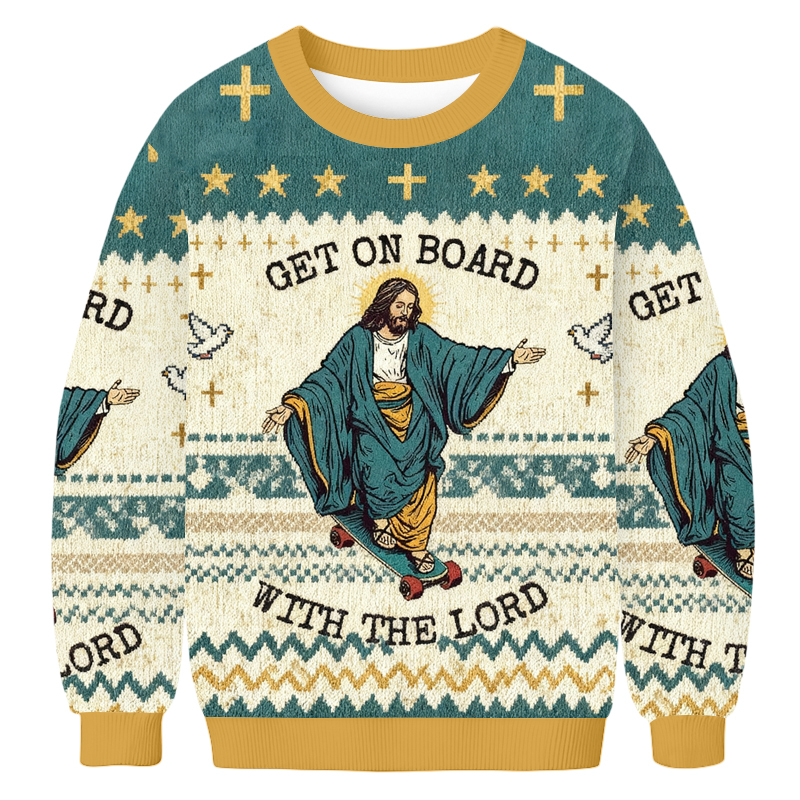 Tokyoviva Jesus Get On Board With The Lord Ugly Sweatshirt