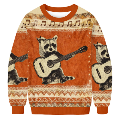 Baddiecat Raccoon Guitar Ugly Sweatshirt