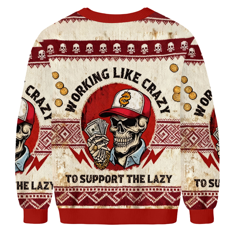 Baddiecat Working Like Crazy To Support The Lazy Christmas Ugly Sweatshirt