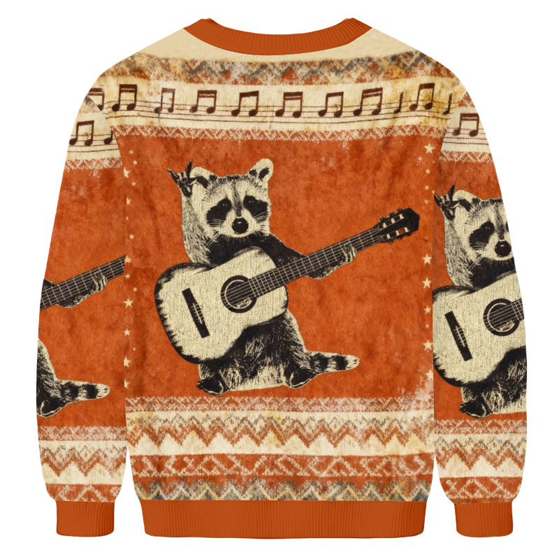 Baddiecat Raccoon Guitar Ugly Sweatshirt
