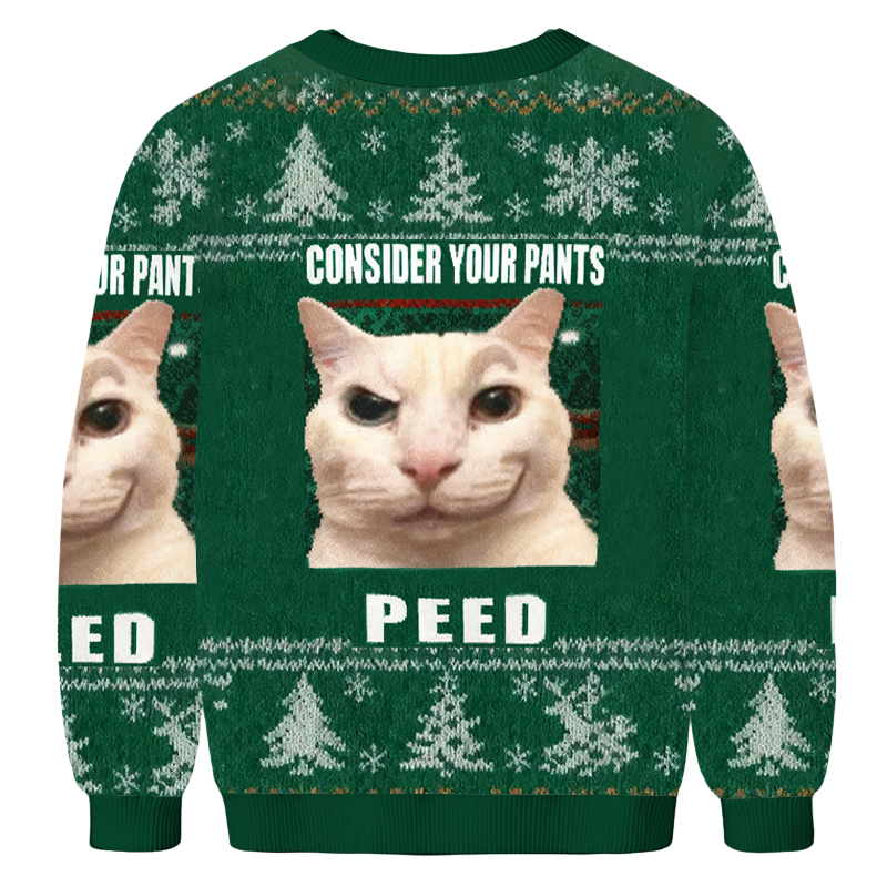Baddiecat Consider Your Pants Peed Cat Meme Christmas Ugly Sweatshirt