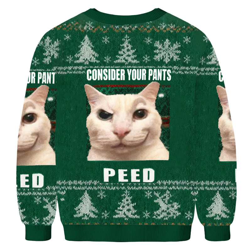 Baddiecat Consider Your Pants Peed Cat Meme Christmas Ugly Sweatshirt
