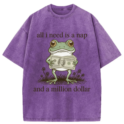 Tokyoviva Frog All I Need Is A Nap And A Million Dollar Washed T-shirt