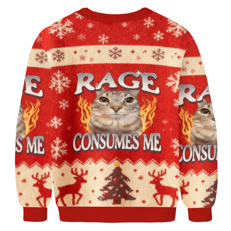 Baddiecat Rage Consumes Me Christmas Ugly Sweatshirt