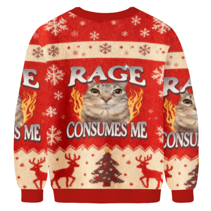 Baddiecat Rage Consumes Me Christmas Ugly Sweatshirt
