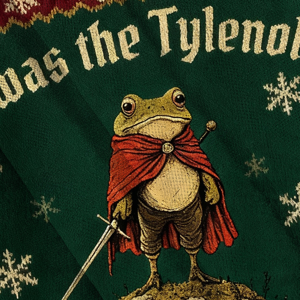 Baddiecat Twas The Tylenol M'Lord Frog Christmas Ugly Sweatshirt