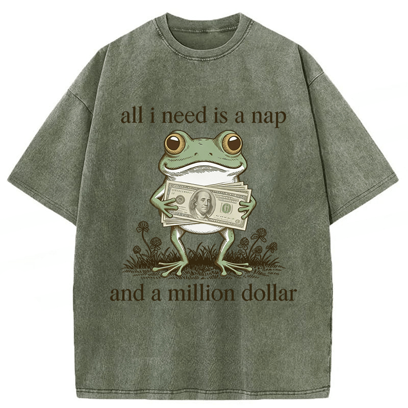 Tokyoviva Frog All I Need Is A Nap And A Million Dollar Washed T-shirt