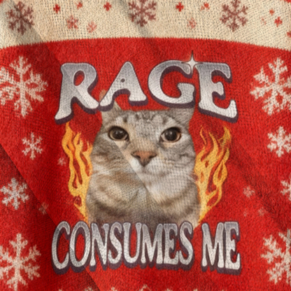 Baddiecat Rage Consumes Me Christmas Ugly Sweatshirt