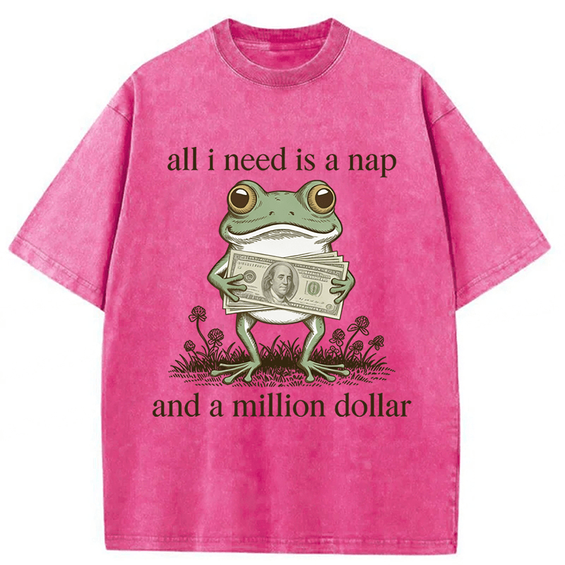 Tokyoviva Frog All I Need Is A Nap And A Million Dollar Washed T-shirt