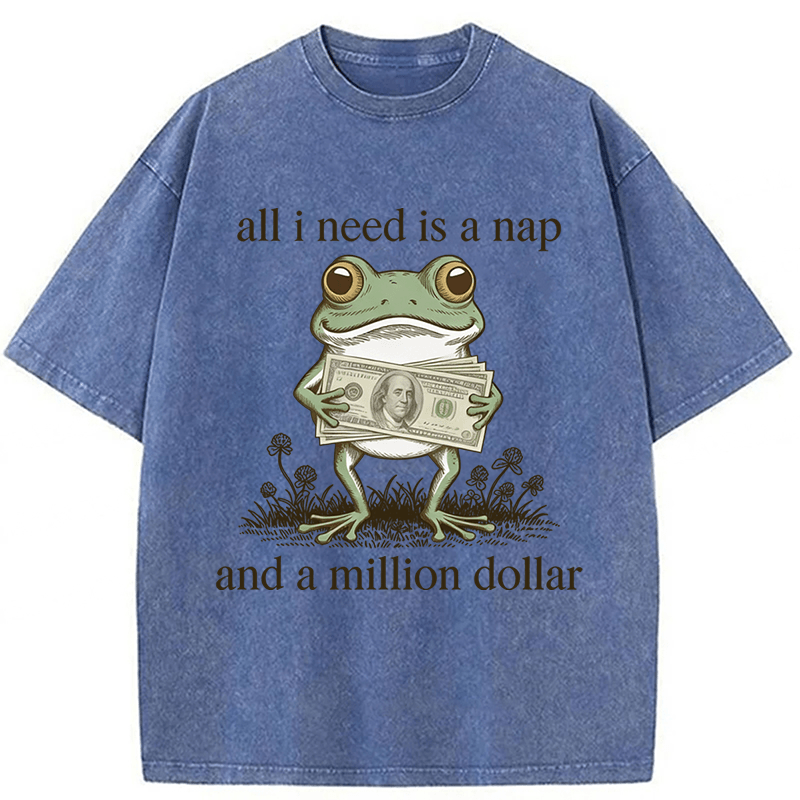 Tokyoviva Frog All I Need Is A Nap And A Million Dollar Washed T-shirt
