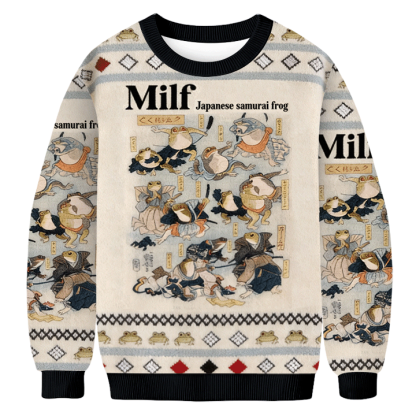 Baddiecat Mifl Japanese Samurai Frog Ugly Sweatshirt