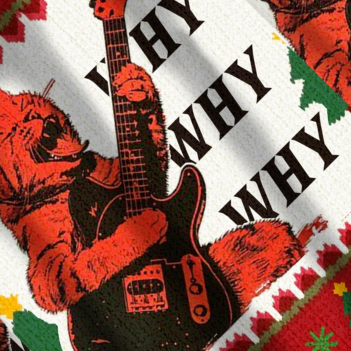 Baddiecat Why Guitar Cat Christmas Ugly Sweatshirt