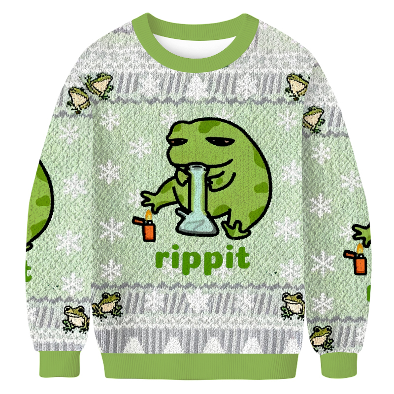 Tokyoviva Rippit Frog Bong Christmas Ugly Sweatshirt
