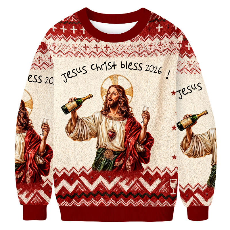 Baddiecat Jesus Christ Bless 2026 Ugly Sweatshirt