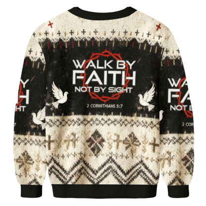 Baddiecat Walk By Faith Christmas Ugly Sweatshirt