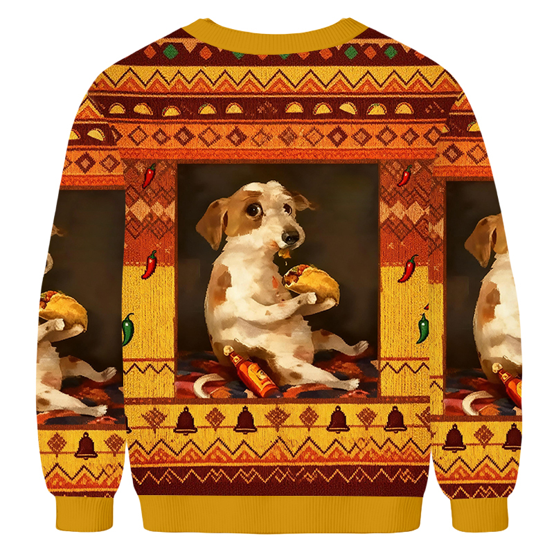 Baddiecat Dog Chill With Taco Ugly Sweatshirt