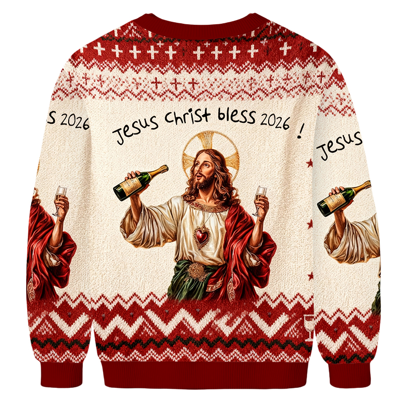 Baddiecat Jesus Christ Bless 2026 Ugly Sweatshirt