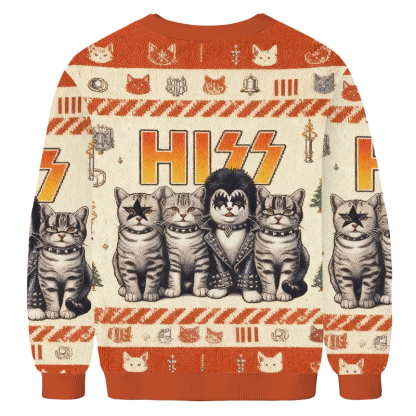 Baddiecat Cute Hiss Cats Rock Music Christmas Ugly Sweatshirt