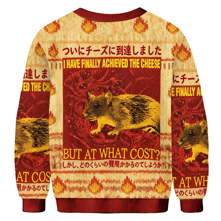 Baddiecat Mouse I Have Finally Achieved The Cheese But At What Cost Donut Ugly Sweatshirt