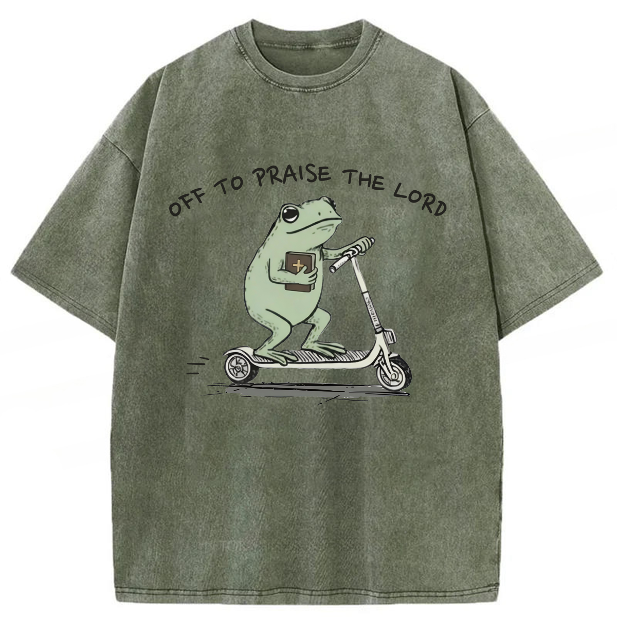 Tokyoviva Funny Frog Off To Praise The Lord Washed T-shirt