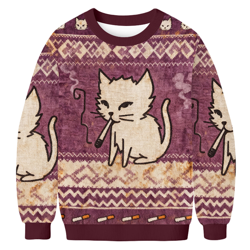 Tokyoviva Cat Smoking Ugly Sweatshirt