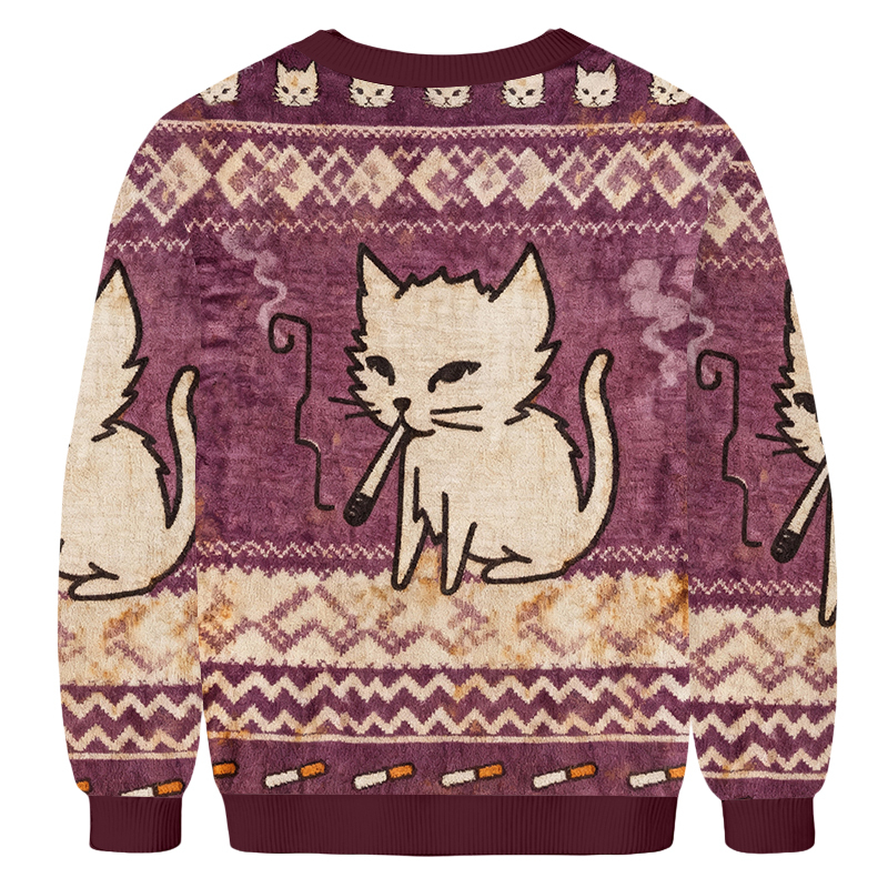 Baddiecat Cat Smoking Ugly Sweatshirt