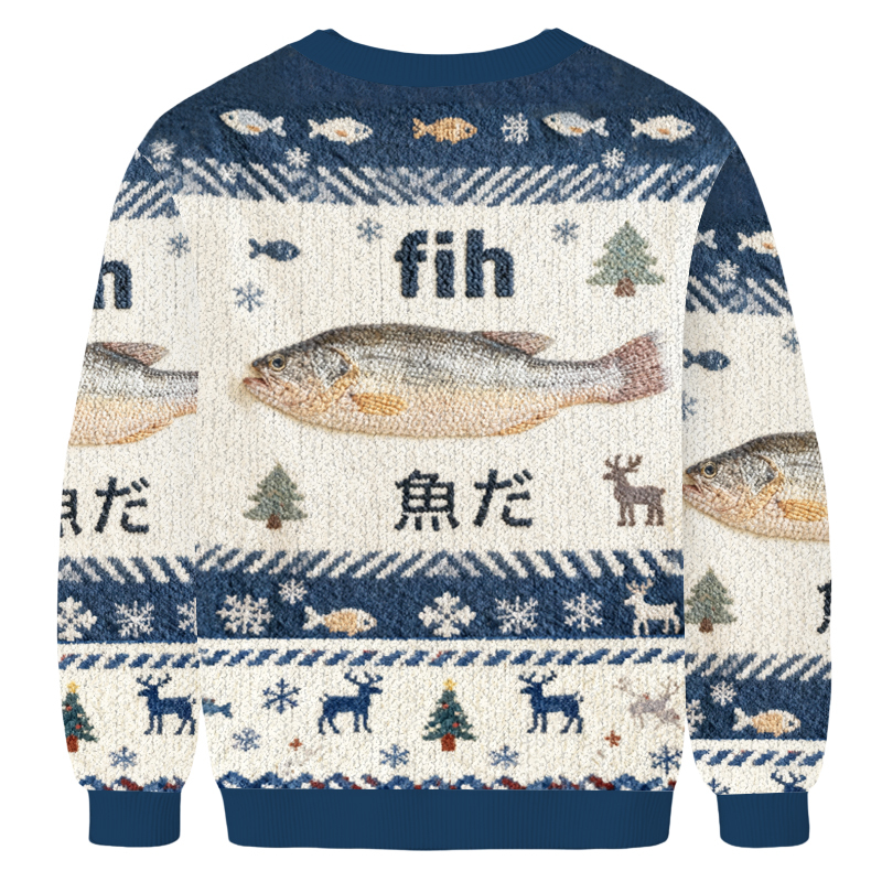 Baddiecat Fish Meme Christmas Ugly Sweatshirt