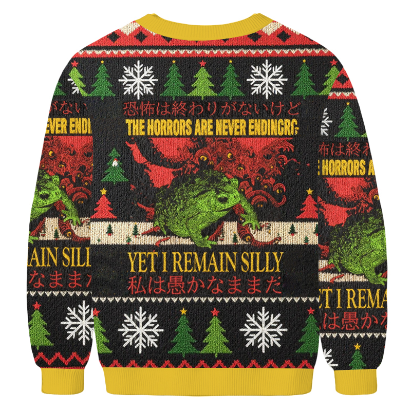 Baddiecat The Horrors Vintage Japanese Frog Christmas Ugly Sweatshirt