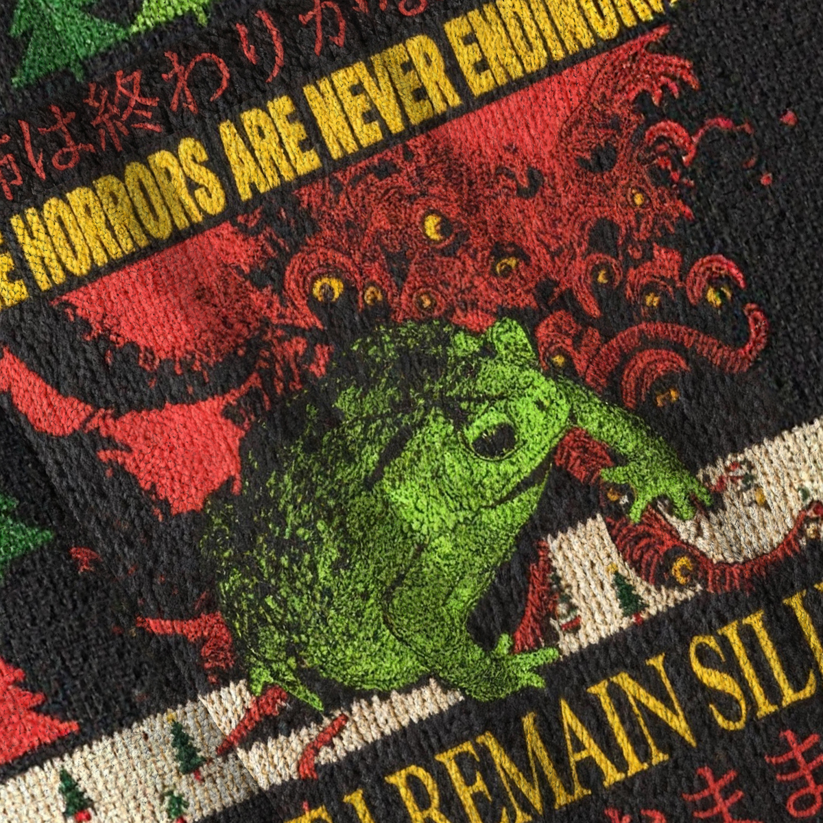 Baddiecat The Horrors Vintage Japanese Frog Christmas Ugly Sweatshirt