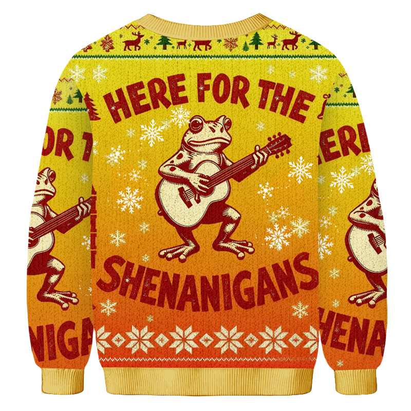 Baddiecat Here For The Shenanigans Christmas Ugly Sweatshirt