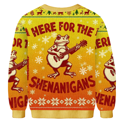 Baddiecat Here For The Shenanigans Christmas Ugly Sweatshirt