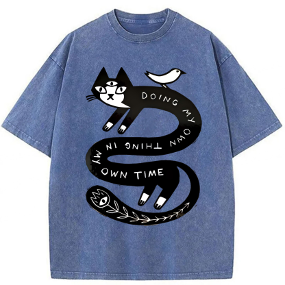 Tokyoviva Doing My Own Thing Weird Cat Washed T-shirt