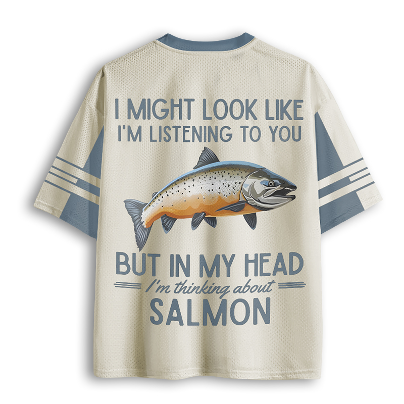 Baddiecat I'm Listening Fish Funny Mesh Jersey