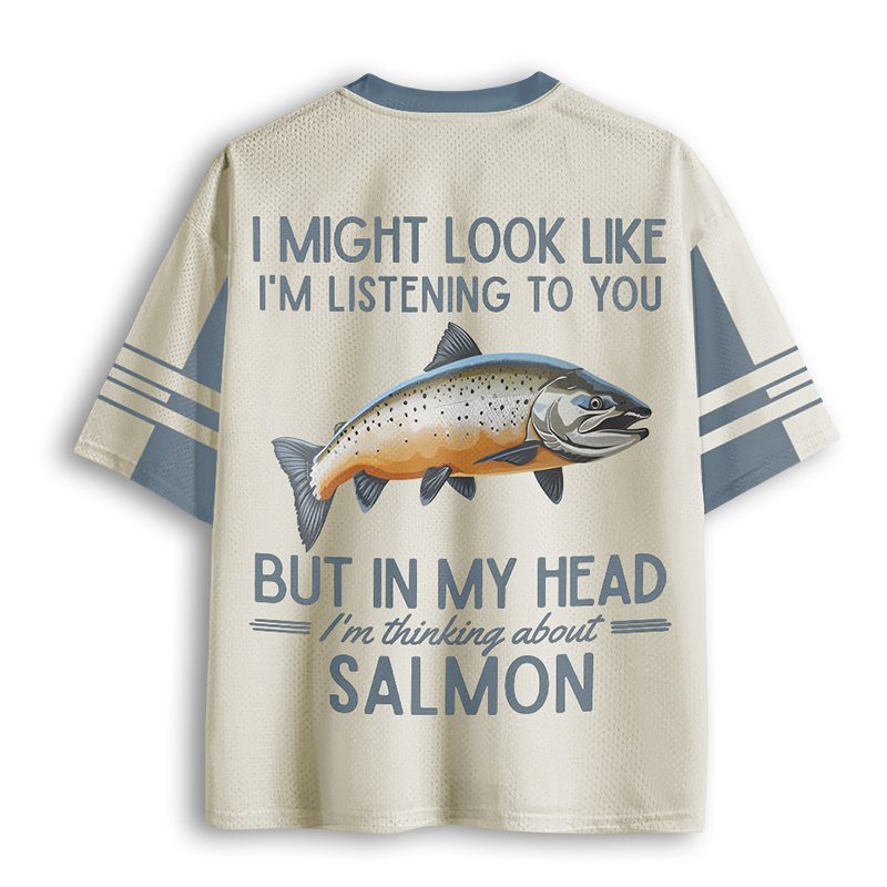 Baddiecat I'm Listening Fish Funny Mesh Jersey