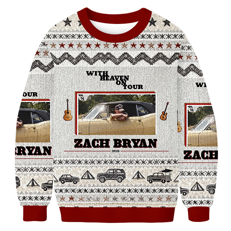 Baddiecat Zach Bryan With Heaven On Tour 2026 Christmas Ugly Sweatshirt