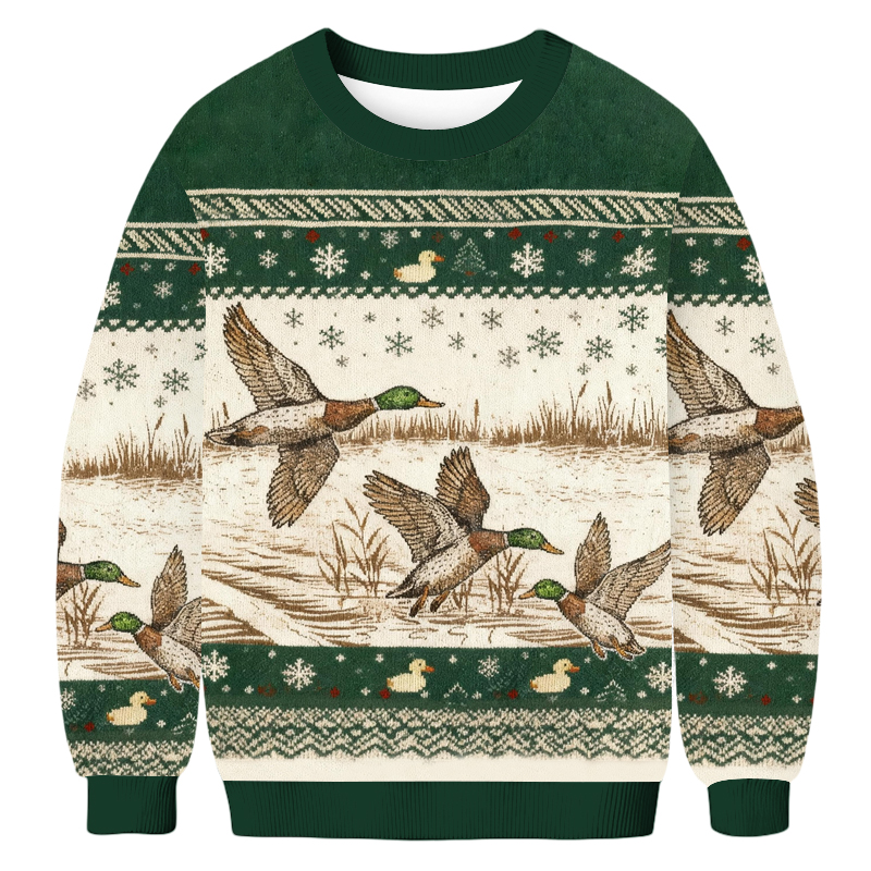 Baddiecat Duck Nature Wildlife Mallard Christmas Ugly Sweatshirt