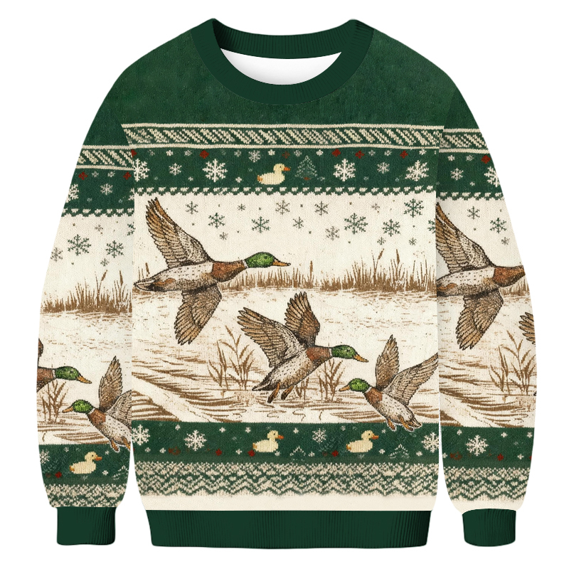 Tokyoviva Duck Nature Wildlife Mallard Christmas Ugly Sweatshirt