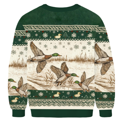 Baddiecat Duck Nature Wildlife Mallard Christmas Ugly Sweatshirt