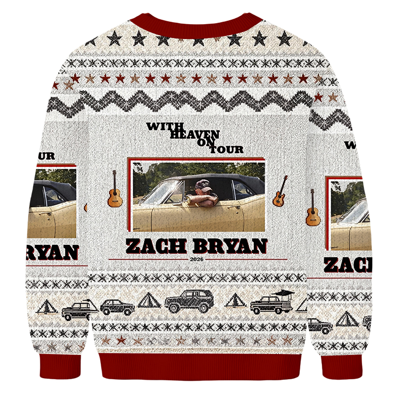 Baddiecat Zach Bryan With Heaven On Tour 2026 Christmas Ugly Sweatshirt