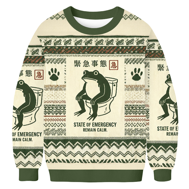 Tokyoviva Frog On Toilet Japanese Ugly Sweatshirt
