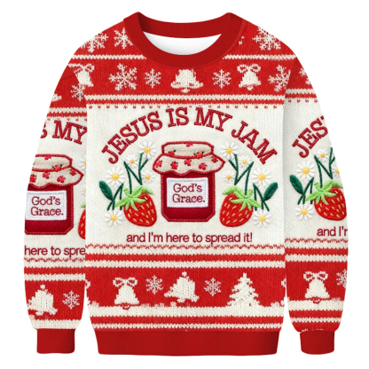 Baddiecat Jesus Is My Jam And I'm Here To Spread It Christmas Ugly Sweatshirt