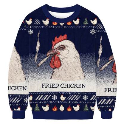 Baddiecat Fried Chicken Last Cigarette Christmas Ugly Sweatshirt