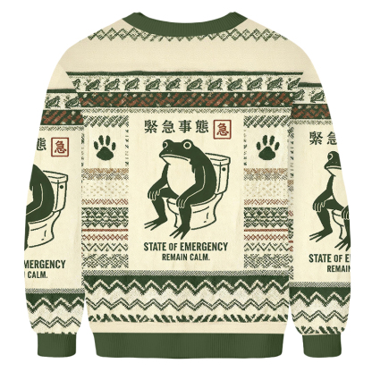 Baddiecat Frog On Toilet Japanese Ugly Sweatshirt