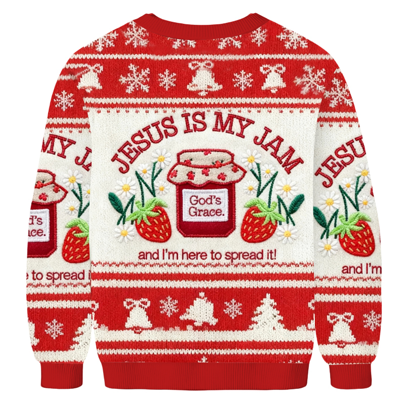 Baddiecat Jesus Is My Jam And I'm Here To Spread It Christmas Ugly Sweatshirt