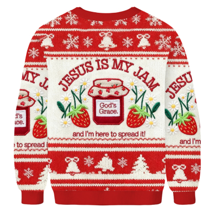 Baddiecat Jesus Is My Jam And I'm Here To Spread It Christmas Ugly Sweatshirt
