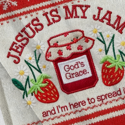 Baddiecat Jesus Is My Jam And I'm Here To Spread It Christmas Ugly Sweatshirt
