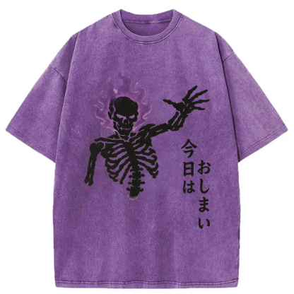 Tokyoviva Japanese Skull That's All For Today Washed T-shirt