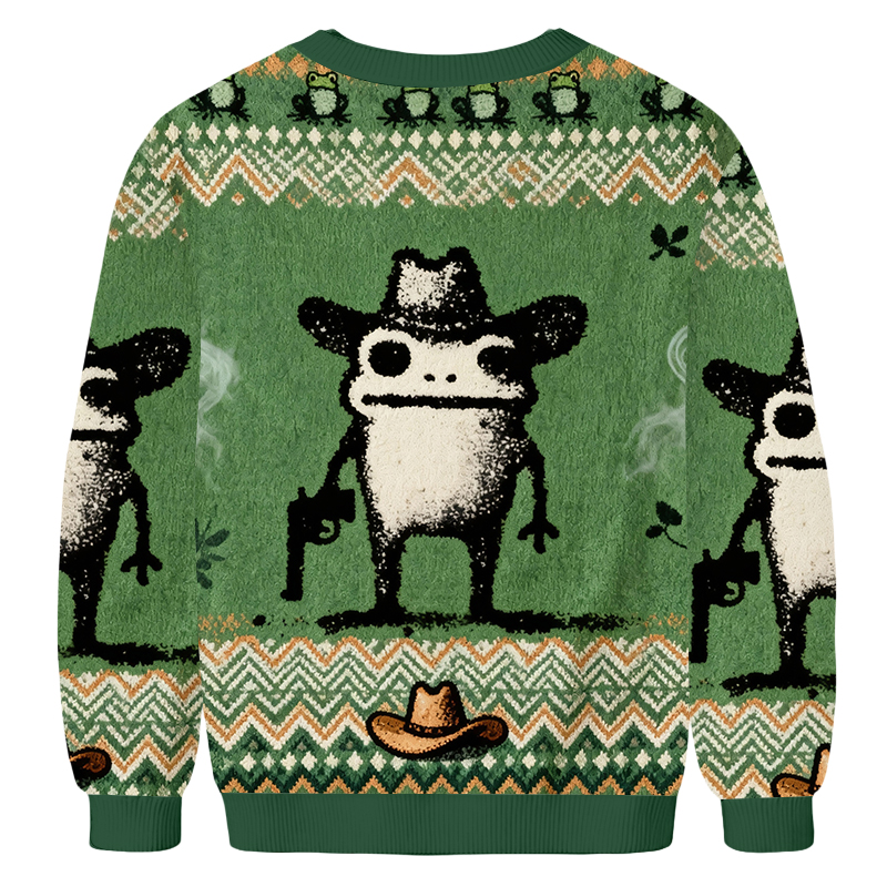 Baddiecat Weird Frog Cowboy Toad Ugly Sweatshirt