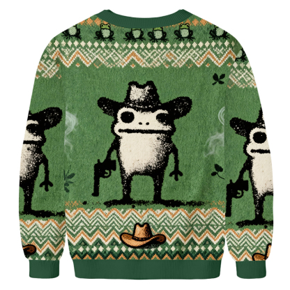 Baddiecat Weird Frog Cowboy Toad Ugly Sweatshirt
