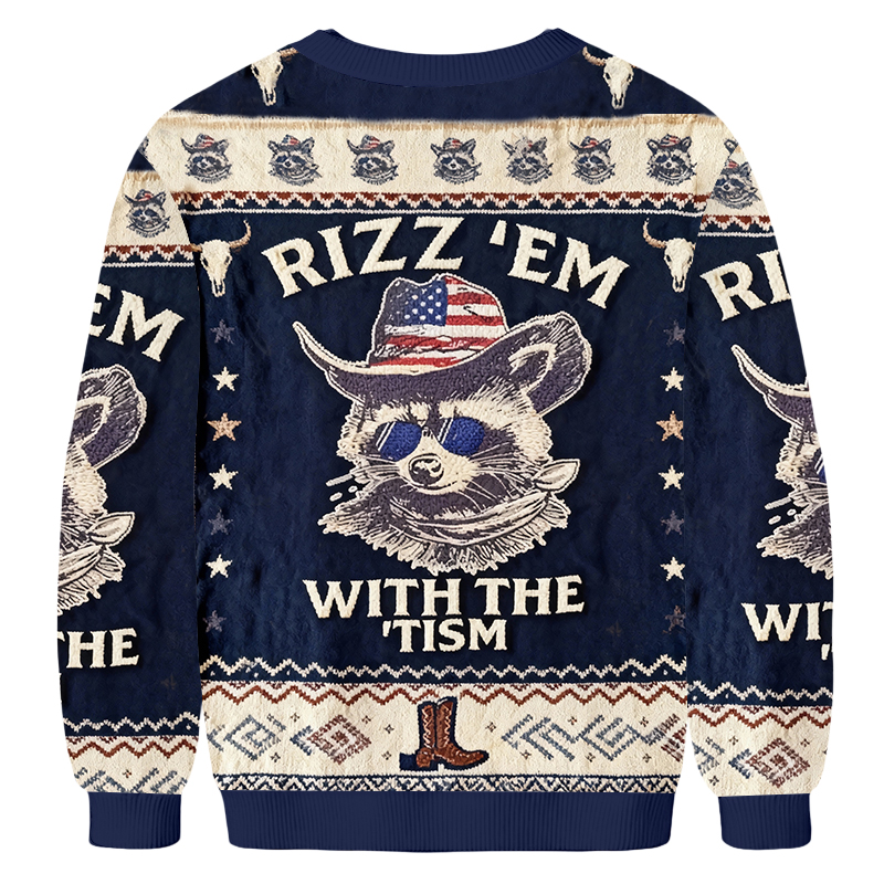 Baddiecat Raccoon Rizz Em With The Tism Ugly Sweatshirt